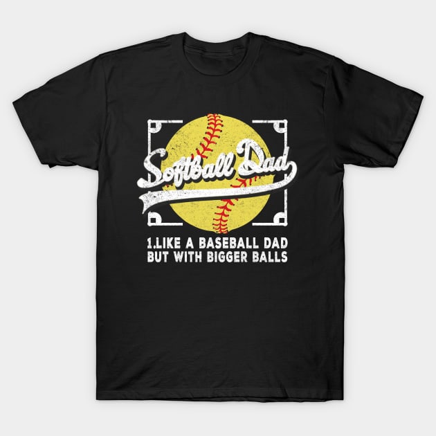 Softball Dad Like A Baseball But With Bigger Balls Funny fathers day gift T-Shirt by mohazain